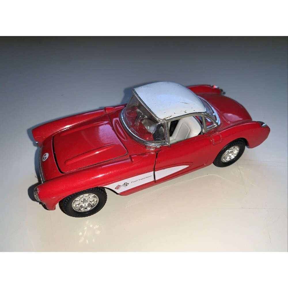 Chevrolet Corvette 1957 Heavy Gauge Superior Red  Die Cast White Top Imperfect